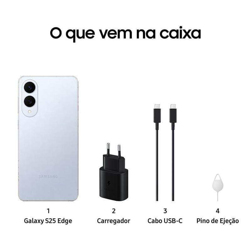 Celular Samsung Galaxy S25 Edge 5G, 512GB, 12GB RAM, Câmera Dupla